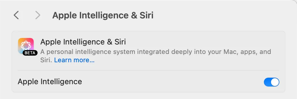 Apple Intelligence activé