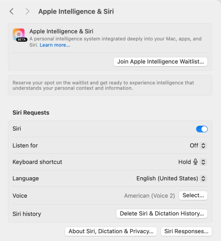 Bouton de Apple Intelligence Waitlist