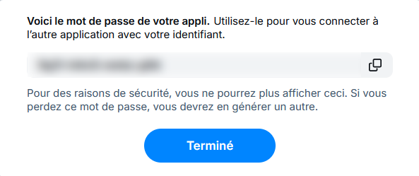 Mot de passe d'application Bluesky