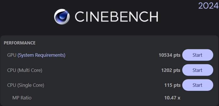 Cinebench Asus TUF