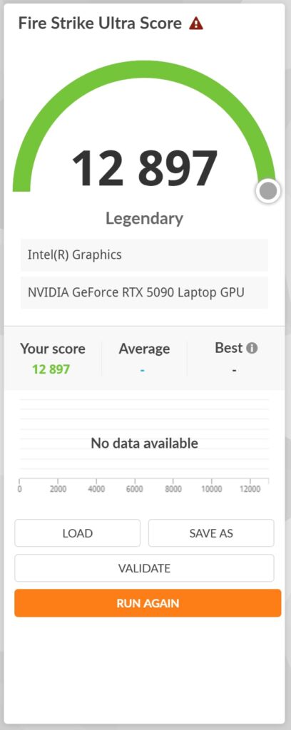 Acer Predator Helios 18 AI 2026 résultat 3DMARK FireStrike Ultra