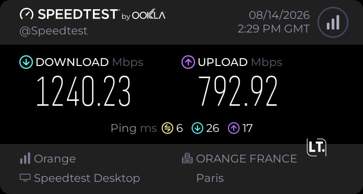 Acer Predator Helios 18 AI 2026 résultat speedtest wifi