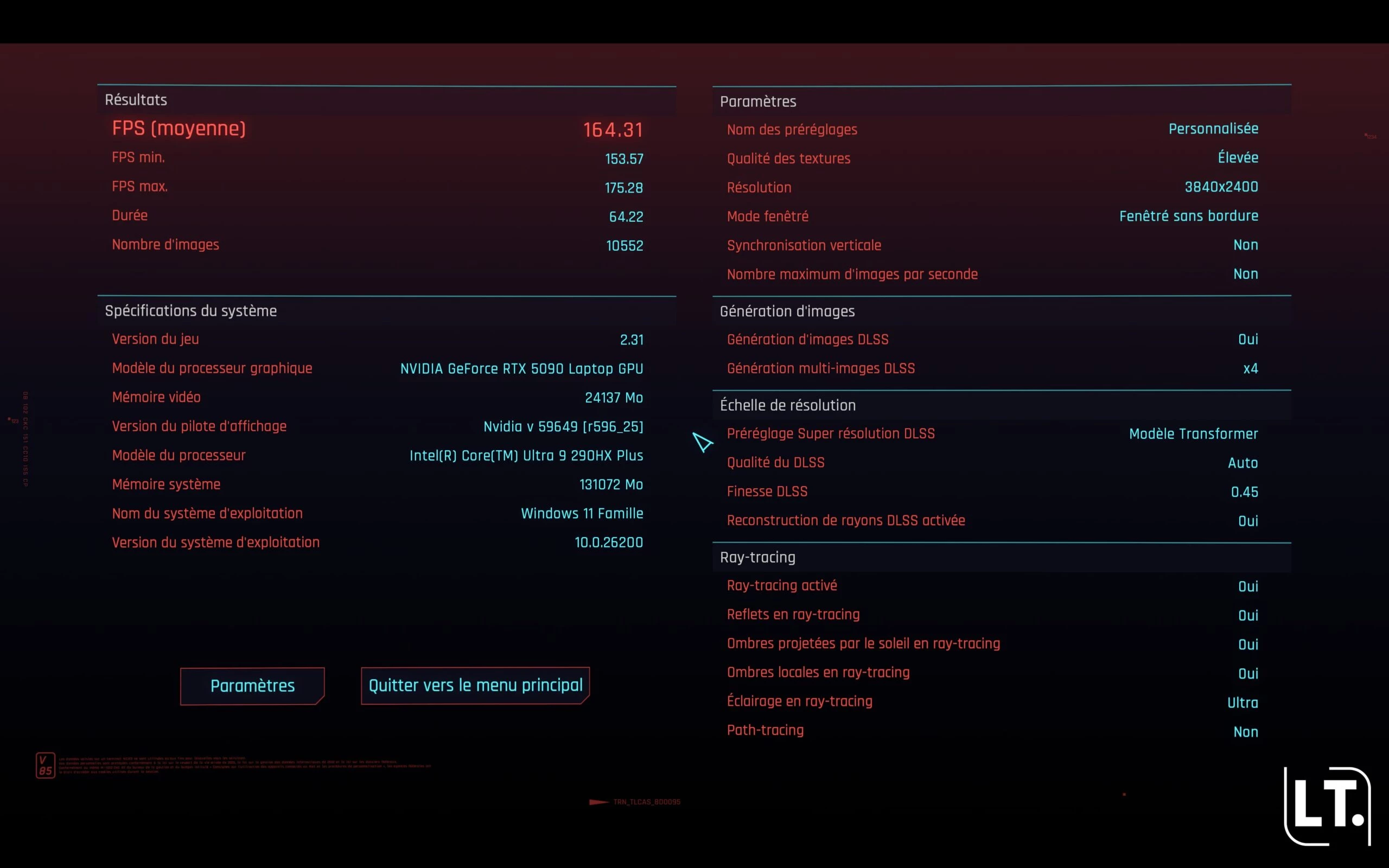 Bench Cyberpunk 2077 RT + FG x4