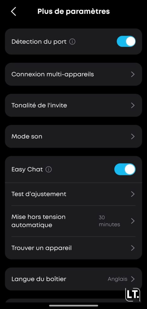 Application Soundcore plus de paramètres