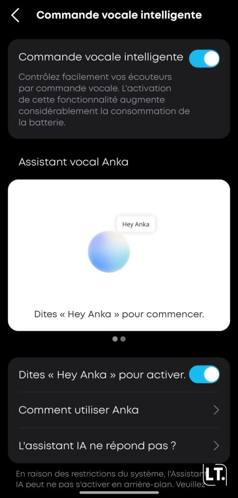 Application Soundcore commande vocale intelligente