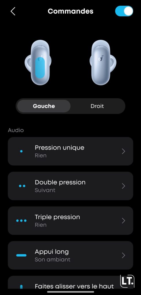 Application Soundcore commandes