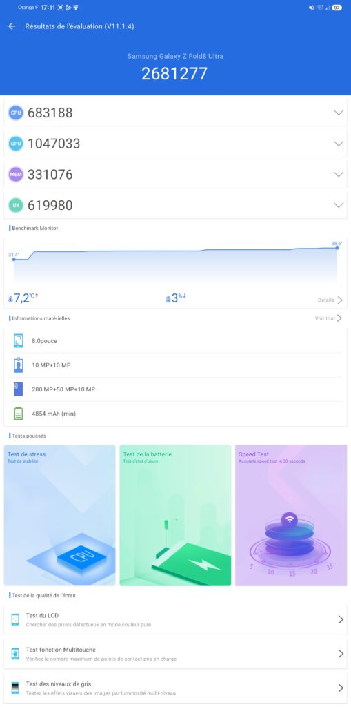 Antutu Benchmark du Fold 8 Ultra